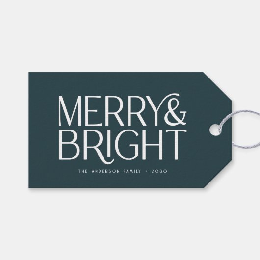 エレガントタイポグラフィボタニカルメリーとブライト ギフトタグ (正面(横))