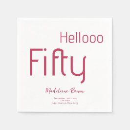 エレガントタイポグラフィマゼンタ50誕生日 スタンダードカクテルナプキン