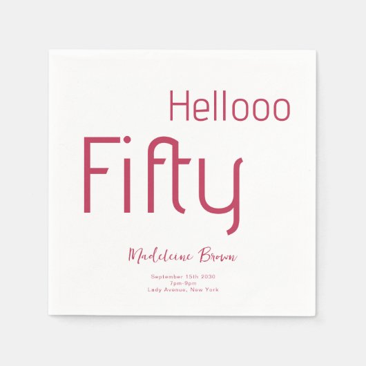 エレガントタイポグラフィマゼンタ50誕生日 スタンダードカクテルナプキン (正面)