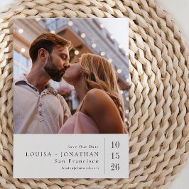 エレガントタイポグラフィミニマル二結婚枚 セーブザデート