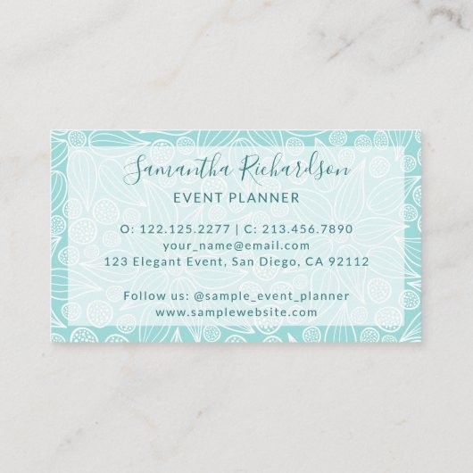 エレガントタイポグラフィモダンティール(緑がかった色)グリーン名刺 名刺 (裏面)