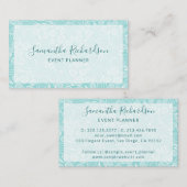 エレガントタイポグラフィモダンティール(緑がかった色)グリーン名刺 名刺 (正面/裏面)