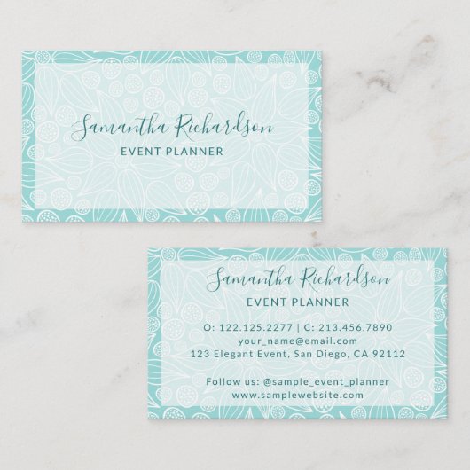 エレガントタイポグラフィモダンティール（緑がかった色）グリーン名刺 名刺 (正面/裏面)