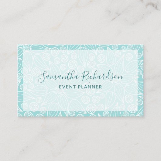 エレガントタイポグラフィモダンティール(緑がかった色)グリーン名刺 名刺 (正面)