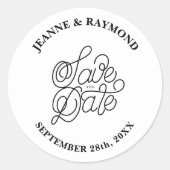 エレガントタイポグラフィモダン結婚式の日付の保存 ラウンドシール (正面)