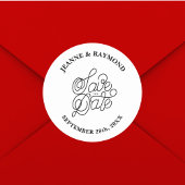 エレガントタイポグラフィモダン結婚式の日付の保存 ラウンドシール