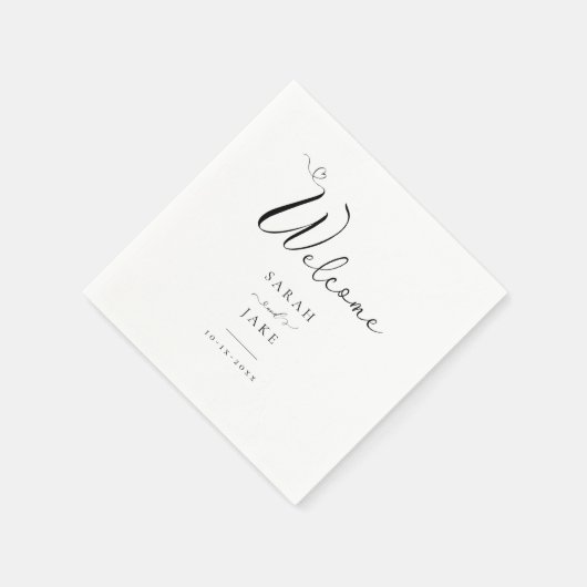 エレガントタイポグラフィモダン結婚: WELCOME スタンダードカクテルナプキン (角)