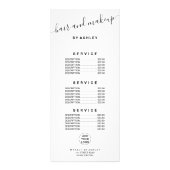 エレガントタイポグラフィロゴ白黒ヘアメイク ラックカード (裏面)