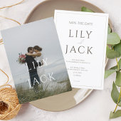 エレガントタイポグラフィ付きフォトカモダンード 招待状