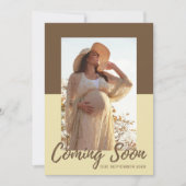 エレガントタイポグラフィ写真の妊娠の発表 案内状 (正面)