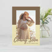 エレガントタイポグラフィ写真の妊娠の発表 案内状 (スタンド正面)