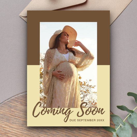 エレガントタイポグラフィ写真の妊娠の発表 案内状