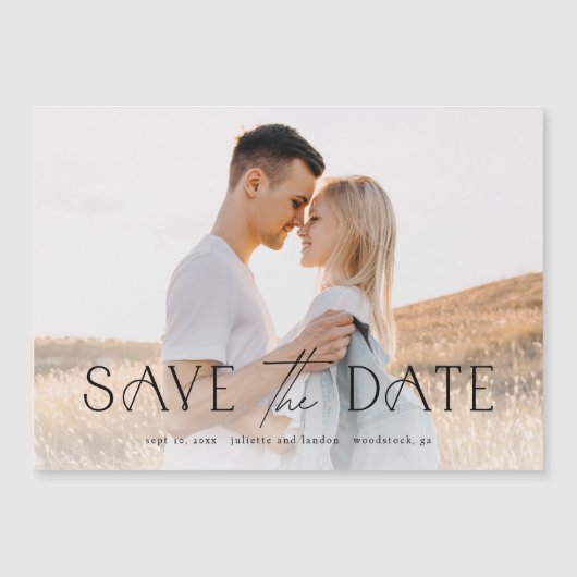 エレガントタイポグラフィ写真ウェディング日付の保存 マグネット招待状 (正面)