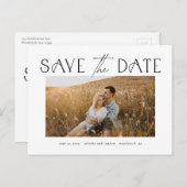 エレガントタイポグラフィ写真ウェディング日付の保存 案内ポストカード (正面/裏面)