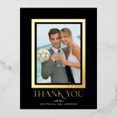 エレガントタイポグラフィ写真結婚に感謝金ゴールド 箔招待状ポストカード (正面)