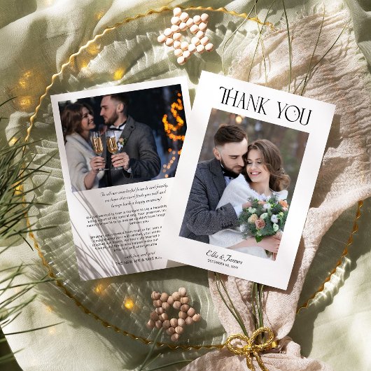 エレガントタイポグラフィ冬の結婚式の写真 サンキューカード