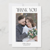 エレガントタイポグラフィ冬の結婚式の写真 サンキューカード (正面)