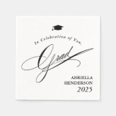 エレガントタイポグラフィ卒業のカスタマイズ スタンダードカクテルナプキン (正面)