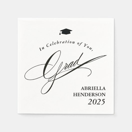 エレガントタイポグラフィ卒業のカスタマイズ スタンダードカクテルナプキン (正面)