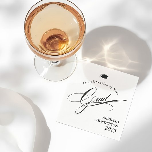 エレガントタイポグラフィ卒業のカスタマイズ スタンダードカクテルナプキン