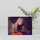 エレガントタイポグラフィ台本photo happy holiday card 箔招待状ポストカード (立ち正面)