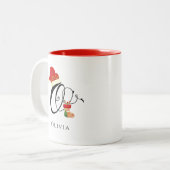 エレガントタイポグラフィ名イニシャルOクリスマス ツートーンマグカップ (正面左)