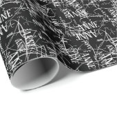 エレガントタイポグラフィ名パターンブラック ラッピングペーパー (ロールコーナー)