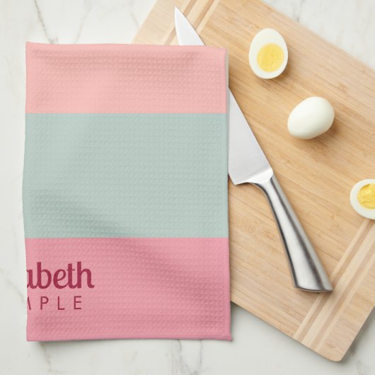 エレガントタイポグラフィ名最高のストライプのテンプレート キッチンタオル (四つ折り)