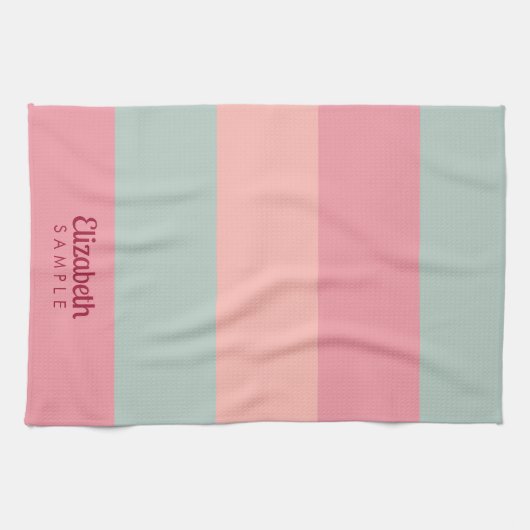 エレガントタイポグラフィ名最高のストライプのテンプレート キッチンタオル (横)