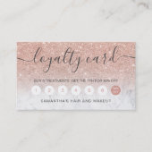 エレガントタイポグラフィ大理石バラ金ゴールドグリッターグラデーション ロイヤリティカード (正面)