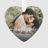 エレガントタイポグラフィ婚約したカスタム写真の名前の日付 オーナメント (裏面)