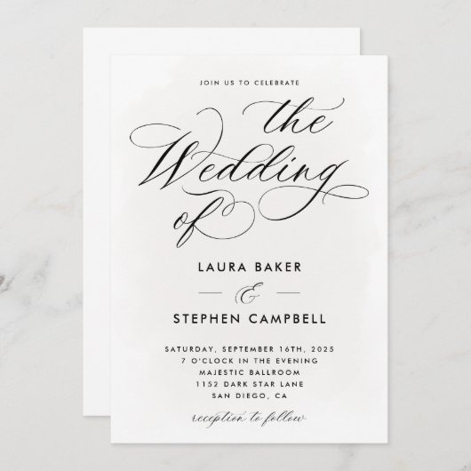 エレガントタイポグラフィ招待状 招待状 (正面/裏面)