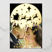 エレガントタイポグラフィ格子模様メリークリスマスフォト 箔シーズンカード (正面)