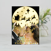 エレガントタイポグラフィ格子模様メリークリスマスフォト 箔シーズンカード (立ち正面)