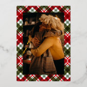 エレガントタイポグラフィ格子模様メリークリスマスフォト 箔シーズンカード (裏面)