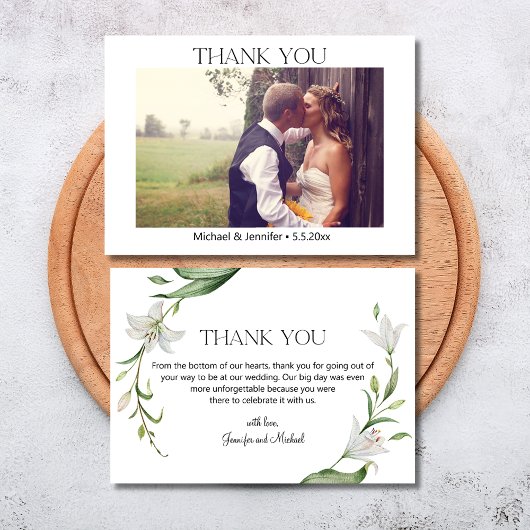 エレガントタイポグラフィ植物写真結婚の サンキューカード