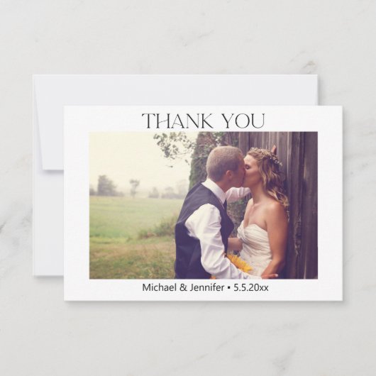エレガントタイポグラフィ植物写真結婚の サンキューカード (正面)