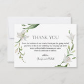 エレガントタイポグラフィ植物写真結婚の サンキューカード (裏面)