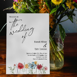 エレガントタイポグラフィ水彩野花結婚の 招待状