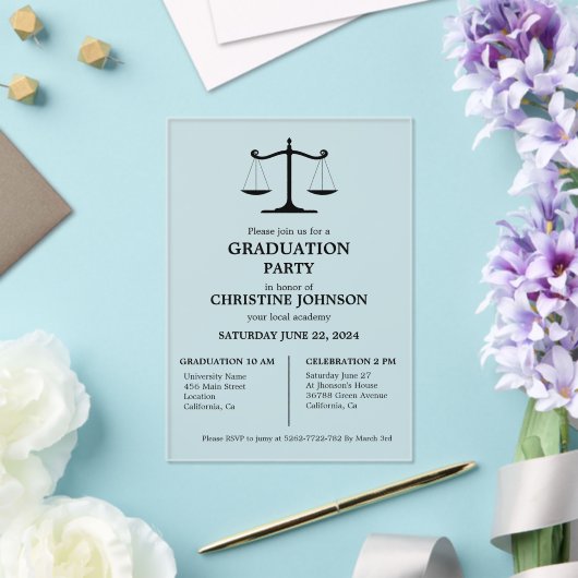 エレガントタイポグラフィ法学校卒業党 アクリル招待状 (インサイチュ (ウェディング))