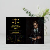 エレガントタイポグラフィ法学校卒業党 箔招待状 (立ち正面)