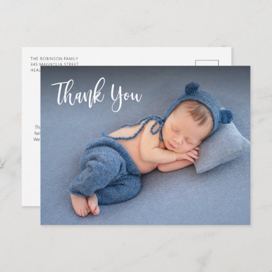 エレガントタイポグラフィ生まれたばかりのベビー写真 ポストカード (正面/裏面)