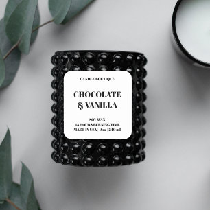 エレガントタイポグラフィ白黒キャンドルラベル スクエアシール