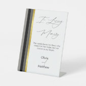 エレガントタイポグラフィ白黒ストライプ金ゴールド結婚s 台座サイン (正面)