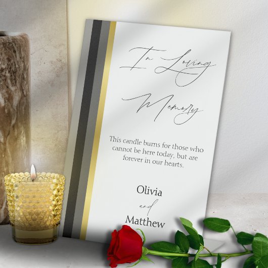 エレガントタイポグラフィ白黒ストライプ金ゴールド結婚s 台座サイン