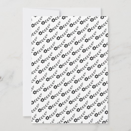 エレガントタイポグラフィ白黒結婚花 招待状 (裏面)