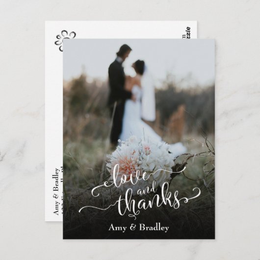 エレガントタイポグラフィ結婚の愛と感謝していの ポストカード (正面/裏面)