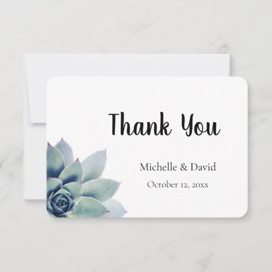 エレガントタイポグラフィ結婚の緑 サンキューカード (正面)