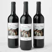 エレガントタイポグラフィ結婚写真テンプレート ワインラベル (ボトル)