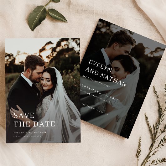 エレガントタイポグラフィ結婚式の日付写真を保存 招待状